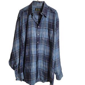 BOBBY JONES 100% Linen blue plaid shirt - sz L